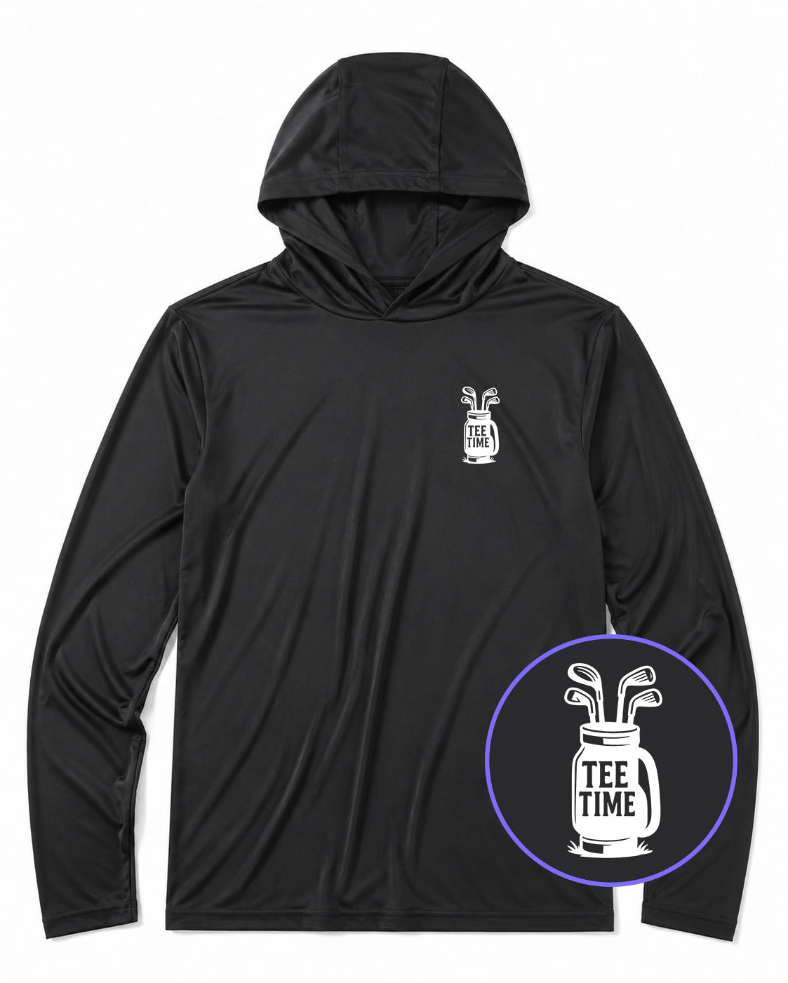 Black Tee Time Golf Clubs Men's Lightweight Performance Golf Hoodie