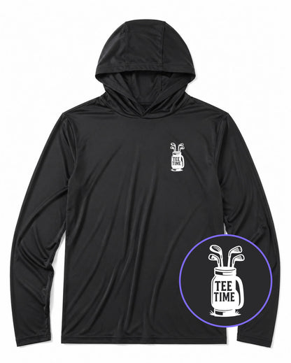 Black Tee Time Golf Clubs Men's Lightweight Performance Golf Hoodie