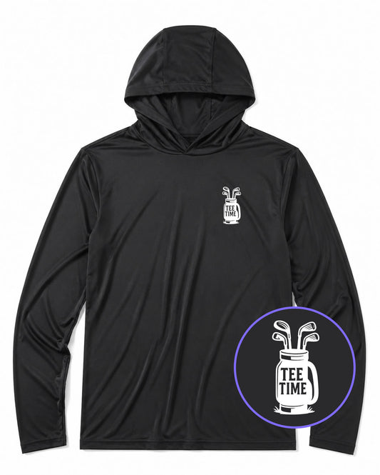 Black Tee Time Golf Clubs Men's Lightweight Performance Golf Hoodie