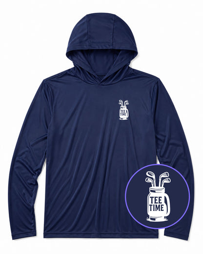 Navy Blue Tee Time Golf Clubs Men's Lightweight Performance Golf Hoodie