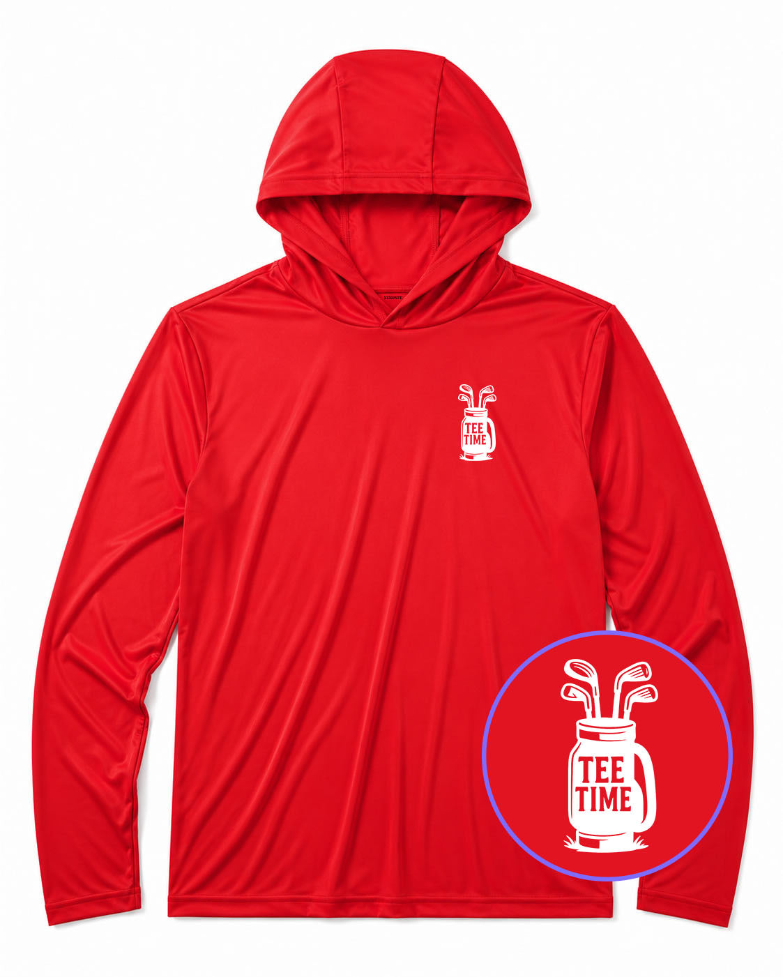 Red Tee Time Golf Clubs Men's Lightweight Performance Golf Hoodie