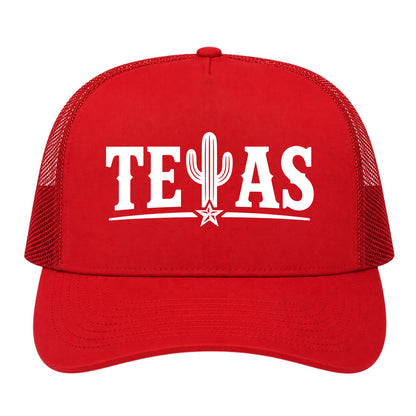 Red Texas Cactus Golf Trucker Hat