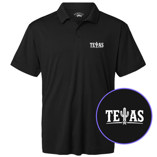 Black Texas Cactus Men's Golf Polo Shirt