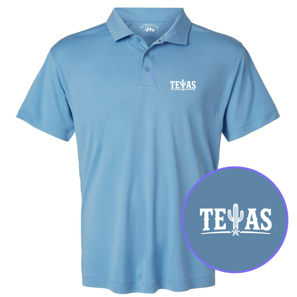 Carolina Blue Texas Cactus Men's Golf Polo Shirt