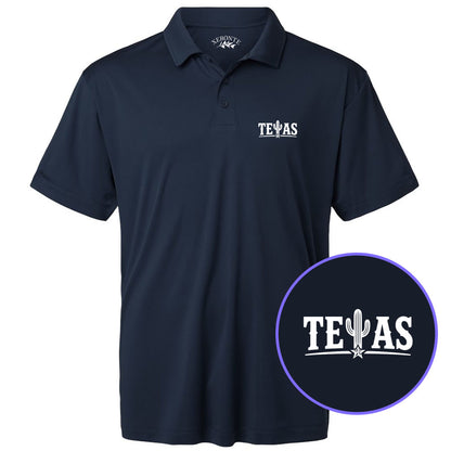 Navy Blue Texas Cactus Men's Golf Polo Shirt