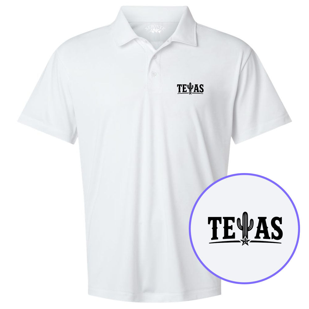 White Texas Cactus Men's Golf Polo Shirt