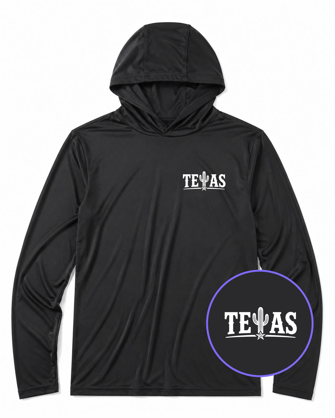 Black Texas Cactus Men's Lightweight Performance Golf Hoodie