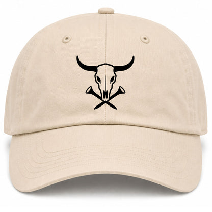 Beige Texas Cattle Skull Golf Dad Hat