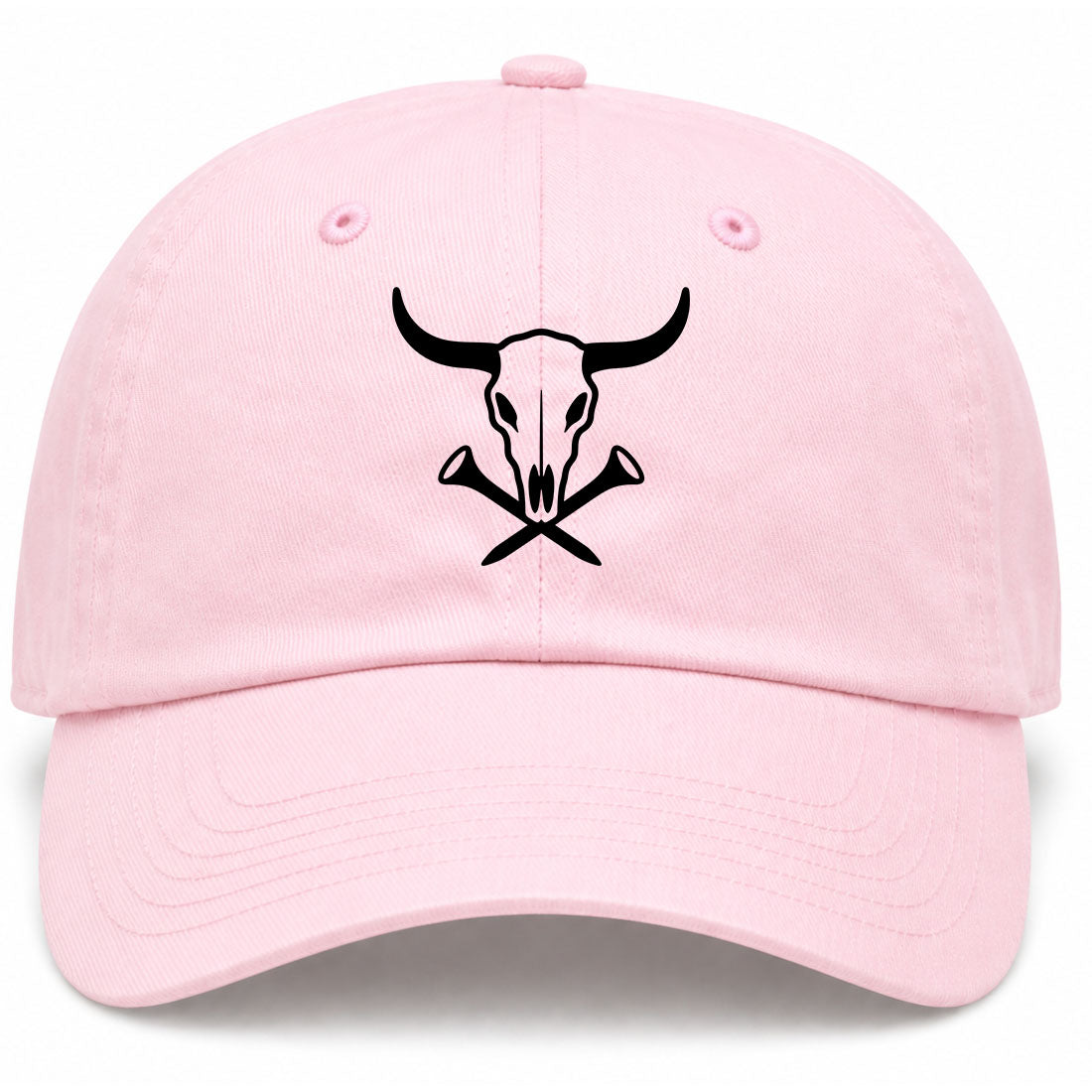 Pink Texas Cattle Skull Golf Dad Hat