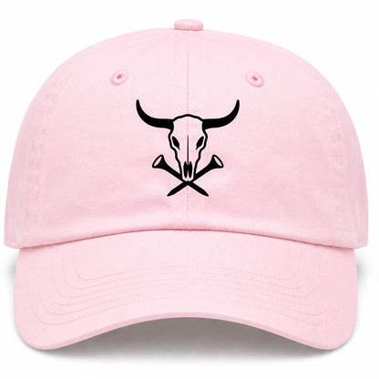 Pink Texas Cattle Skull Golf Dad Hat