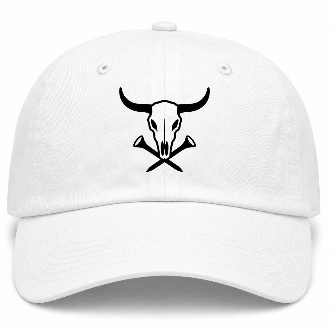 White Texas Cattle Skull Golf Dad Hat