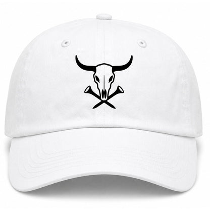 White Texas Cattle Skull Golf Dad Hat
