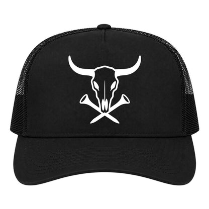 Black Texas Cattle Skull Golf Trucker Hat