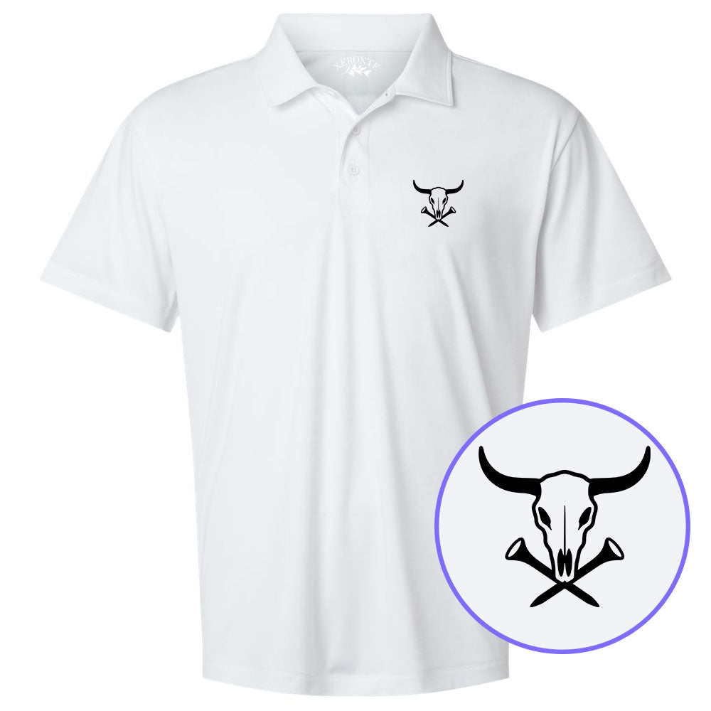 White Texas Cattle Skull Men's Golf Polo Shirt