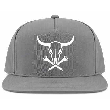 Grey Texas Cattle Skull Golf Snapback Hat