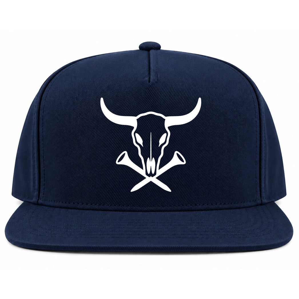 Navy Blue Texas Cattle Skull Golf Snapback Hat