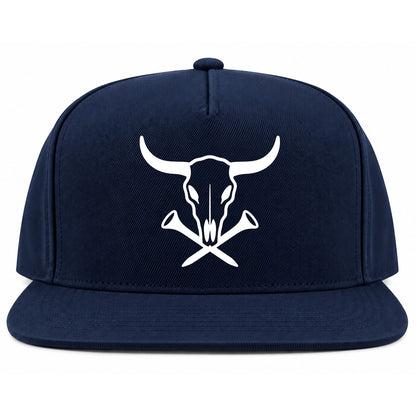 Navy Blue Texas Cattle Skull Golf Snapback Hat