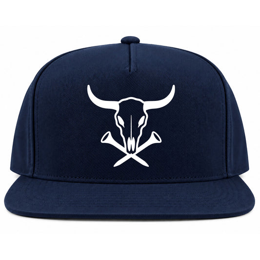 Navy Blue Texas Cattle Skull Golf Snapback Hat