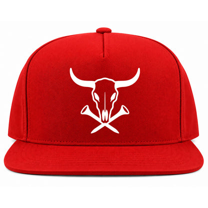 Red Texas Cattle Skull Golf Snapback Hat