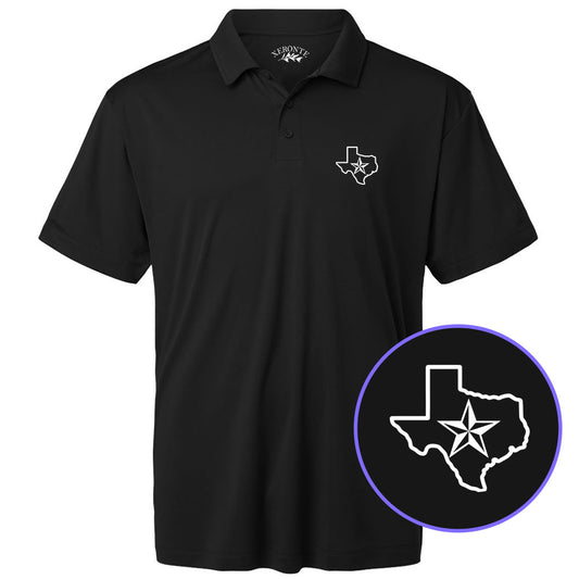 Black Texas Lone Star State Men's Golf Polo Shirt