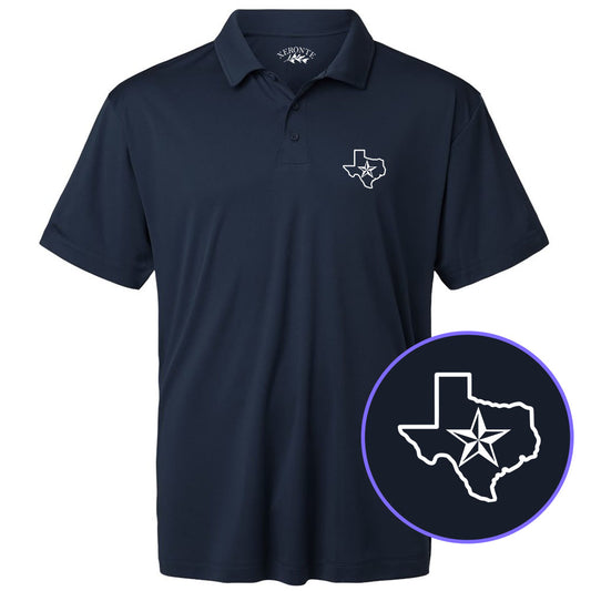 Navy Blue Texas Lone Star State Men's Golf Polo Shirt