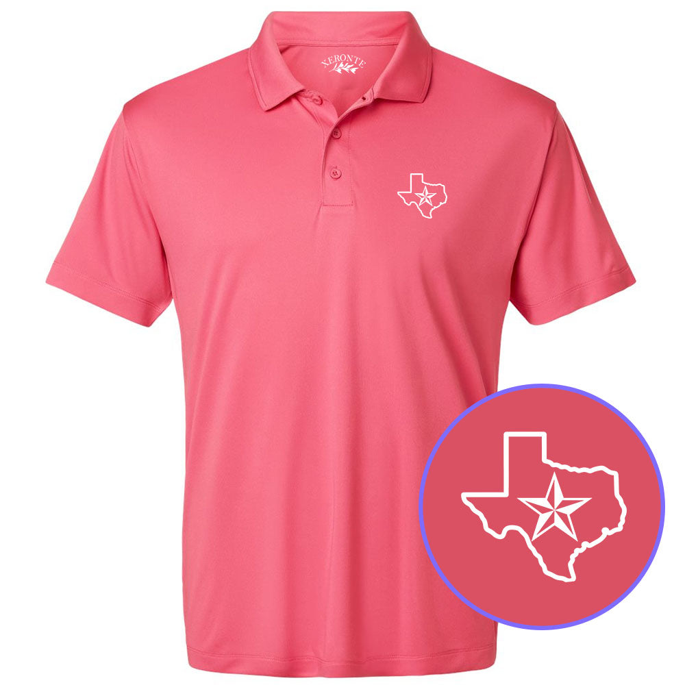 Pink Texas Lone Star State Men's Golf Polo Shirt