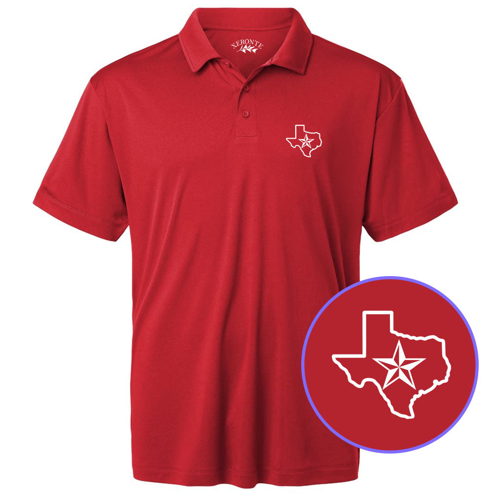 Red Texas Lone Star State Men's Golf Polo Shirt