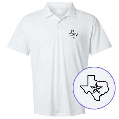 White Texas Lone Star State Men's Golf Polo Shirt