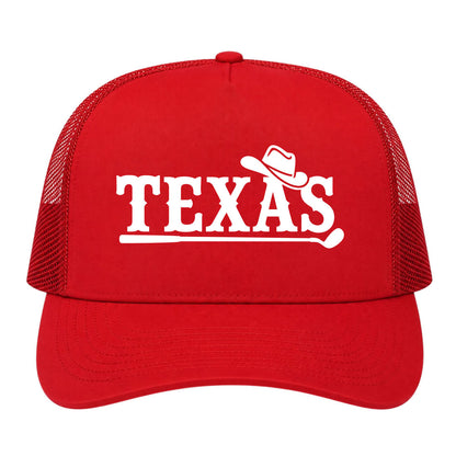 Red Texas Western Golf Trucker Hat