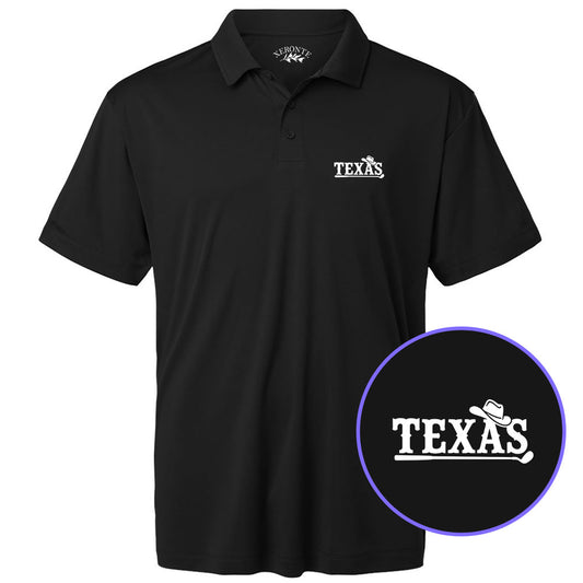 Black Texas Western Men's Golf Polo Shirt