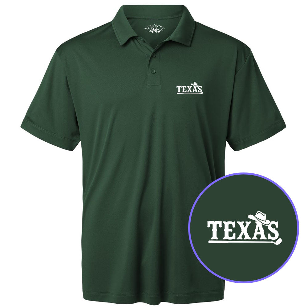 Green Texas Western Men's Golf Polo Shirt