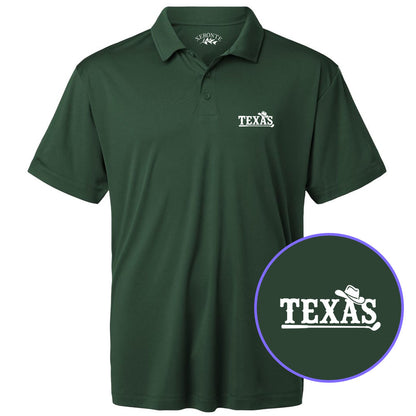 Green Texas Western Men's Golf Polo Shirt