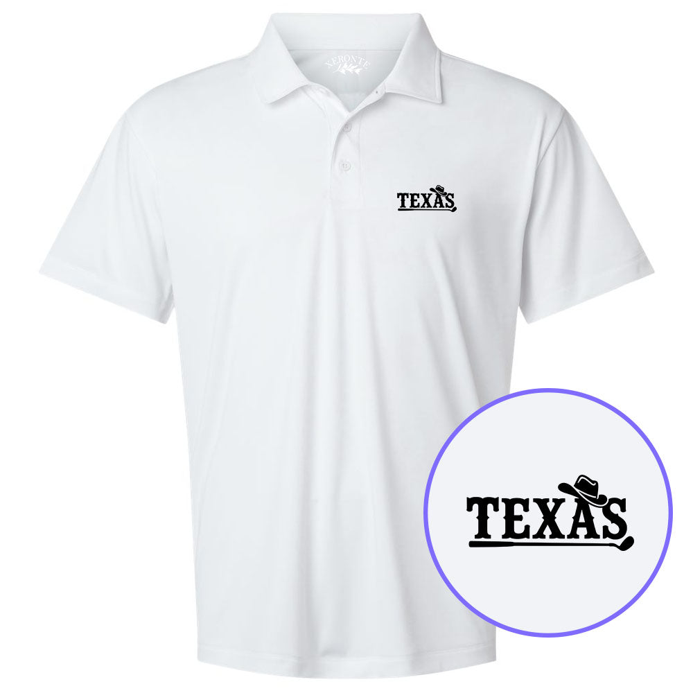 White Texas Western Men's Golf Polo Shirt