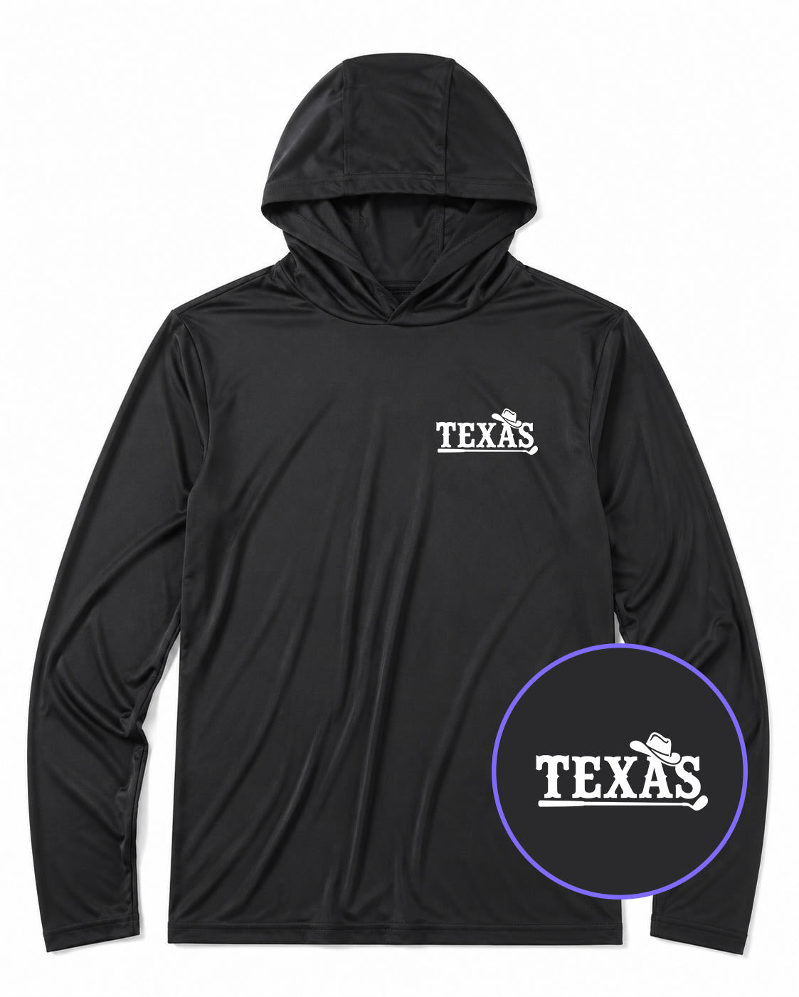 Black Texas Western Men's Lightweight Performance Golf Hoodie