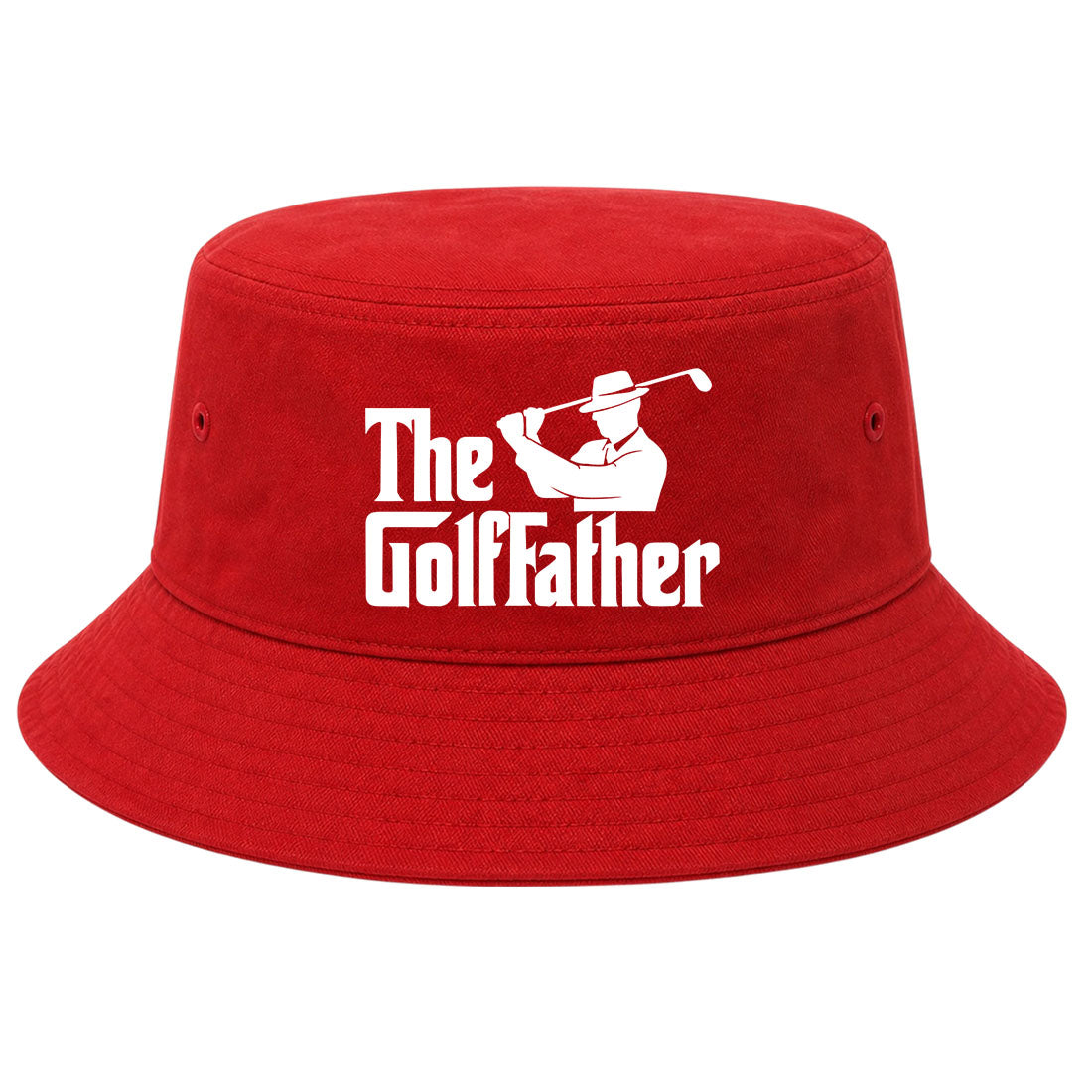 Red The Golf Father Funny Golf Bucket Hat