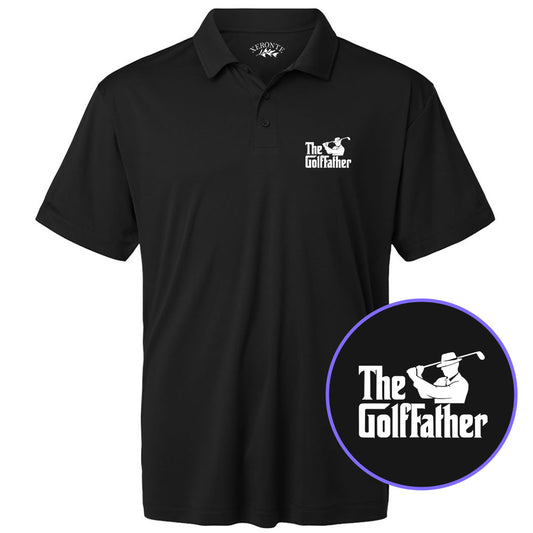 Black The Golf Father Funny Men's Golf Polo Shirt