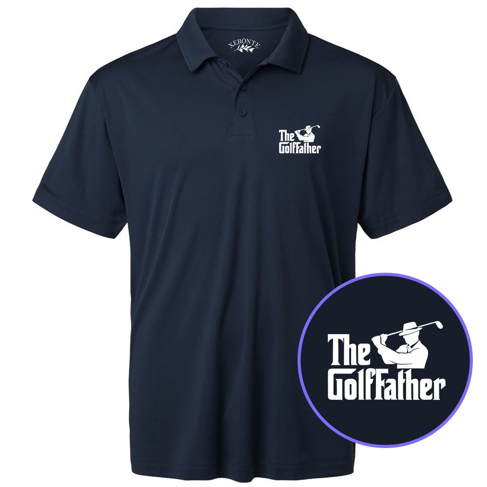 Navy Blue The Golf Father Funny Men's Golf Polo Shirt