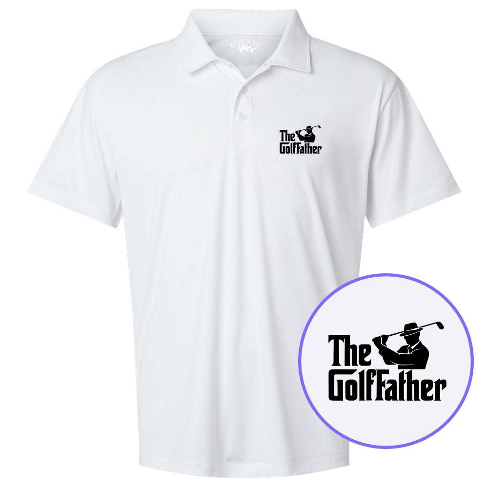 White The Golf Father Funny Men's Golf Polo Shirt