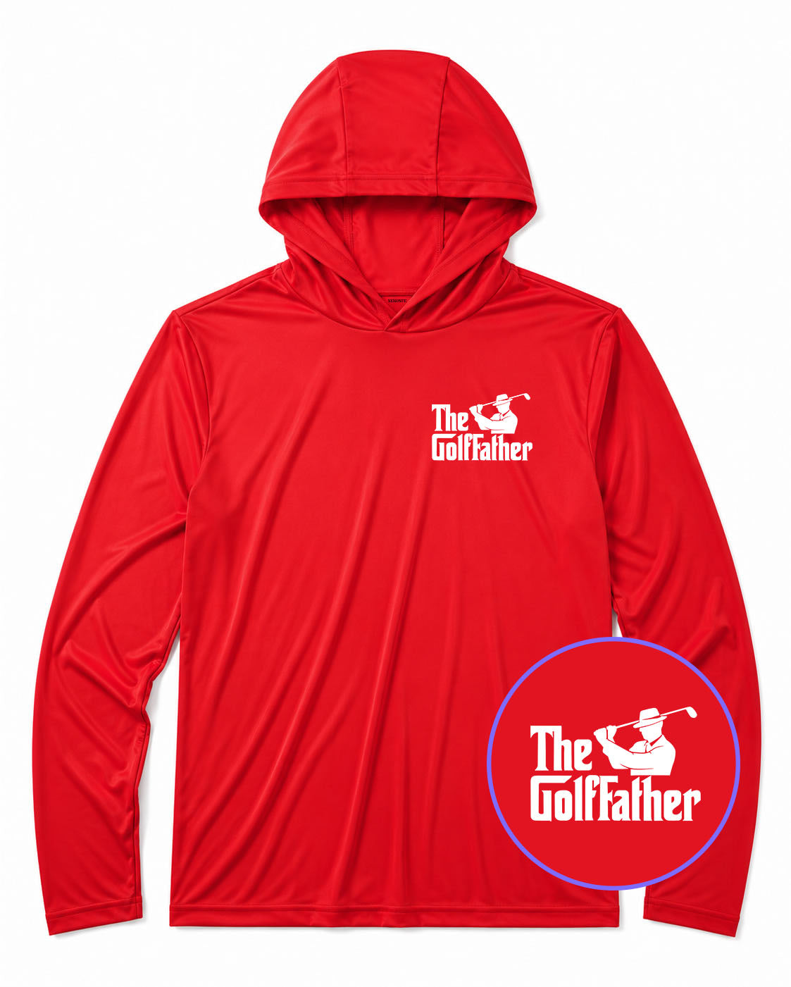 Red The Golf Father Funny Men's Lightweight Performance Golf Hoodie