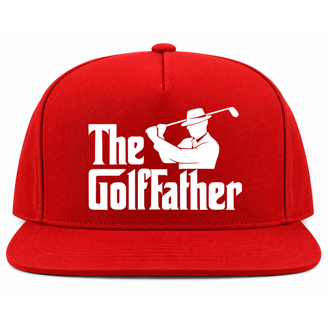 Red The Golf Father Funny Golf Snapback Hat