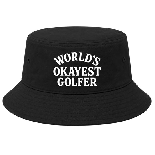 Black Worlds Okayest Golfer Golf Bucket Hat