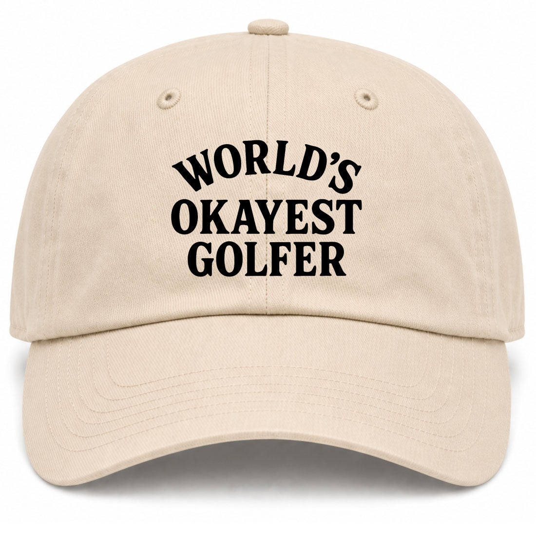 Beige Worlds Okayest Golfer Golf Dad Hat