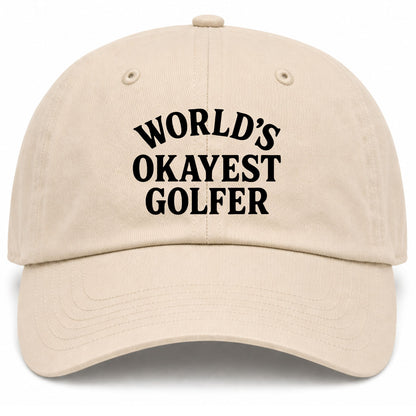 Beige Worlds Okayest Golfer Golf Dad Hat