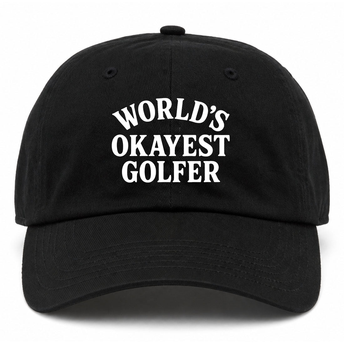 Black Worlds Okayest Golfer Golf Dad Hat