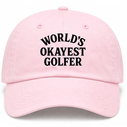 Pink Worlds Okayest Golfer Golf Dad Hat