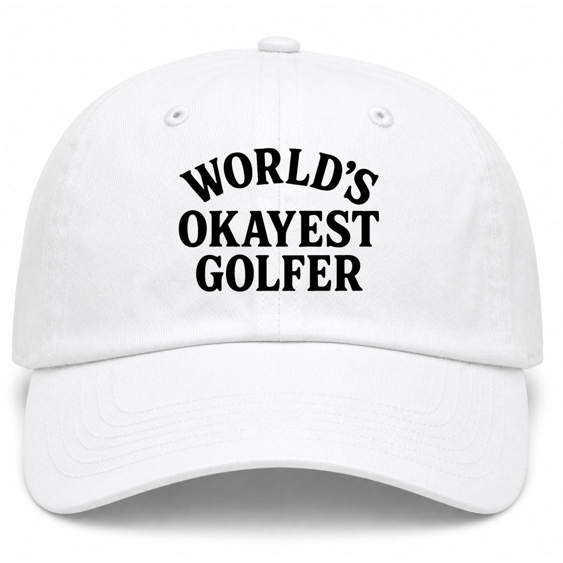 White Worlds Okayest Golfer Golf Dad Hat