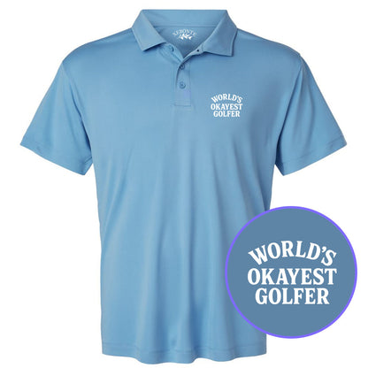 Carolina Blue Worlds Okayest Golfer Men's Golf Polo Shirt