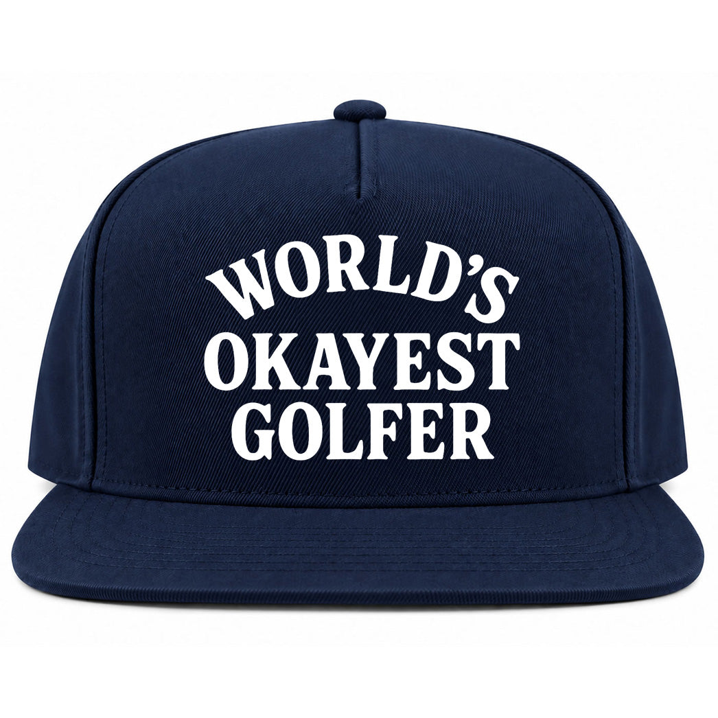 Navy Blue Worlds Okayest Golfer Golf Snapback Hat