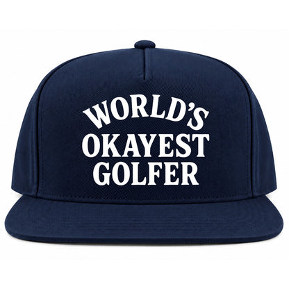 Navy Blue Worlds Okayest Golfer Golf Snapback Hat
