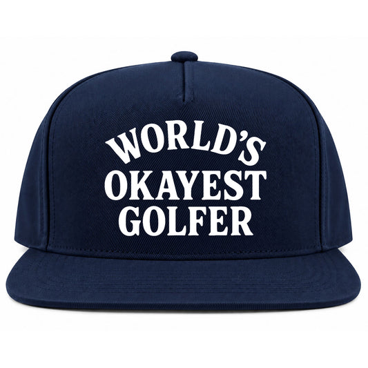Navy Blue Worlds Okayest Golfer Golf Snapback Hat
